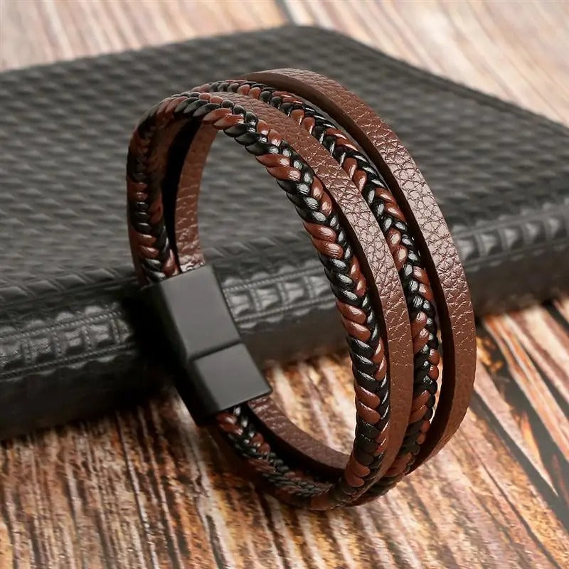 Classic Men's Leather Bracelet New Style Hand-woven Multi-layer Combination Accessory Fashion Jewelry