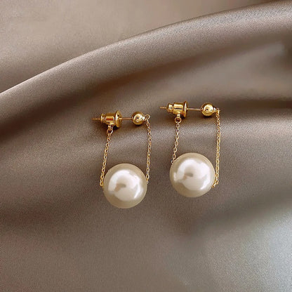 Elegant Small Pearl Pendant Earrings for Women Fashion Dangle Jewelry
