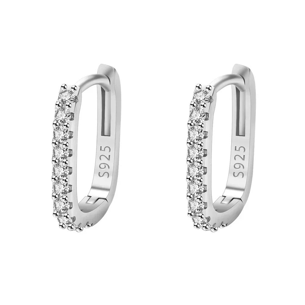 925 Sterling Silver Hoop Earrings Crystal Zirconia for Women