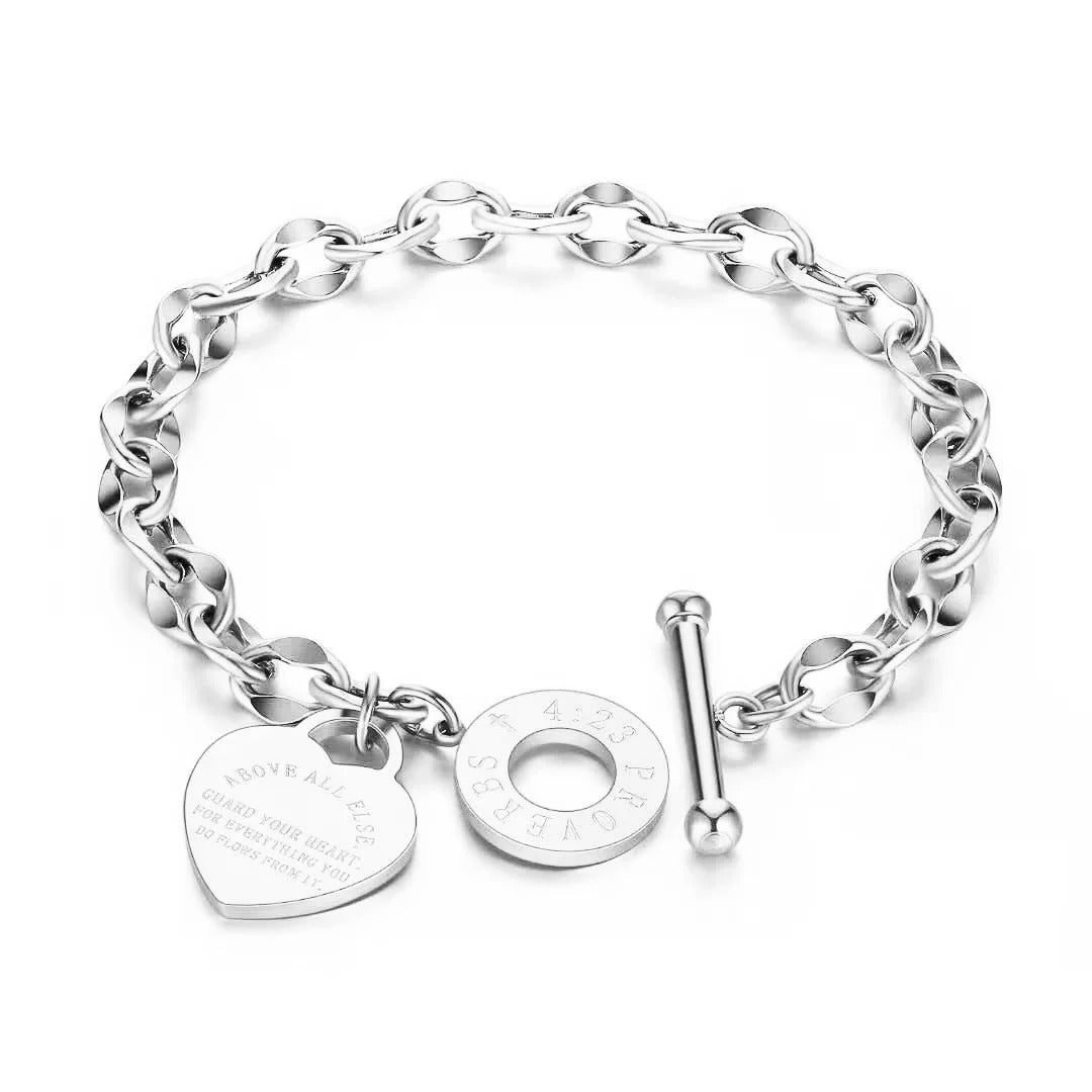 Elegant Gold Heart Link Bracelet Women Office Jewelry Gift