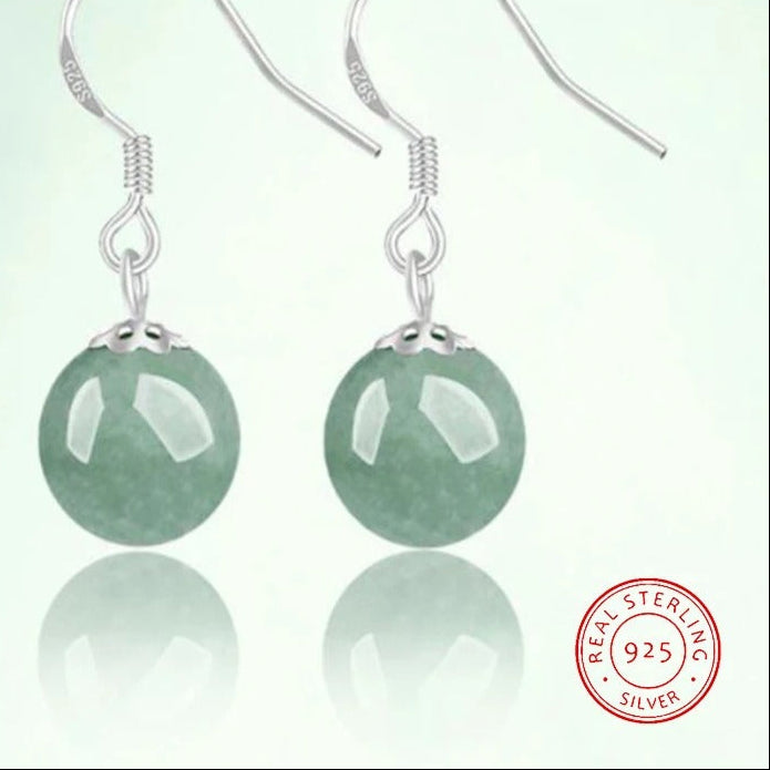 Luxury Jadeite Bead Earrings Women S925 Silver Fashion Holiday Gift