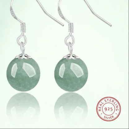 Luxury Jadeite Bead Earrings Women S925 Silver Fashion Holiday Gift