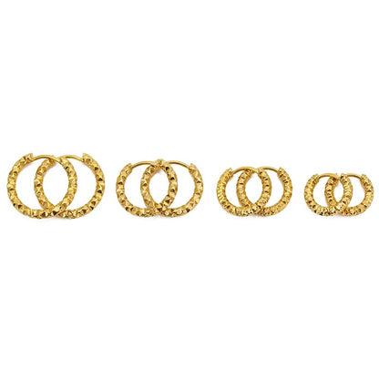 Round Embossed Hoop Earrings Stainless Steel Women’s Jewelry