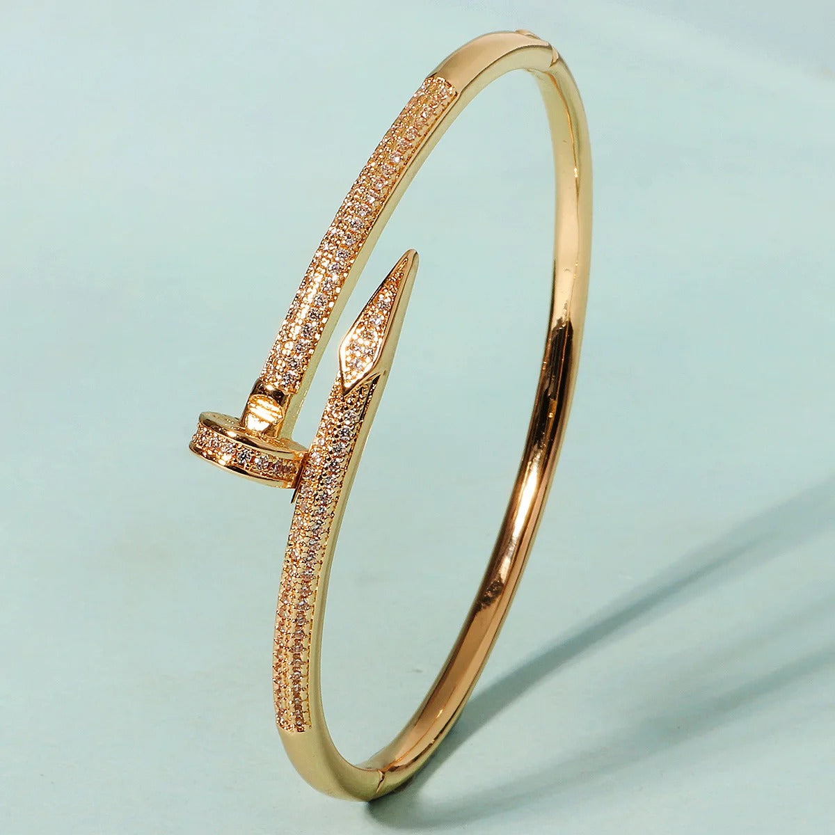 Classic Stainless Steel Nail Bracelet Women Zircon Bangle Gift