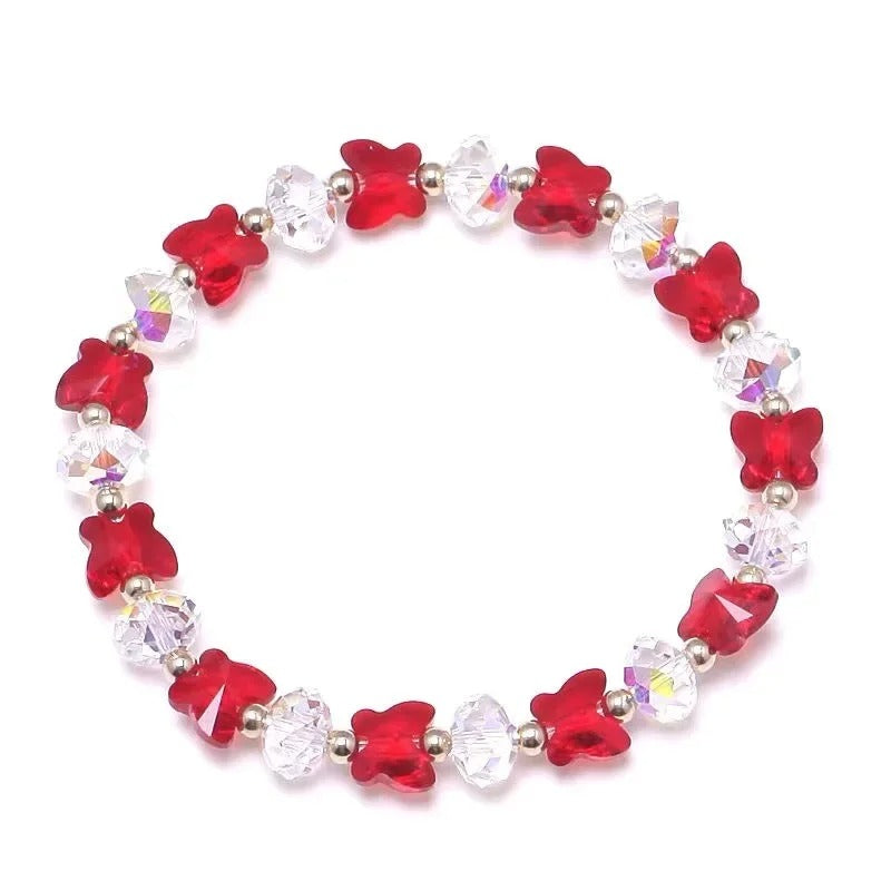 Butterfly Crystal Beaded Stretch Bracelet Women’s Elegant Jewelry