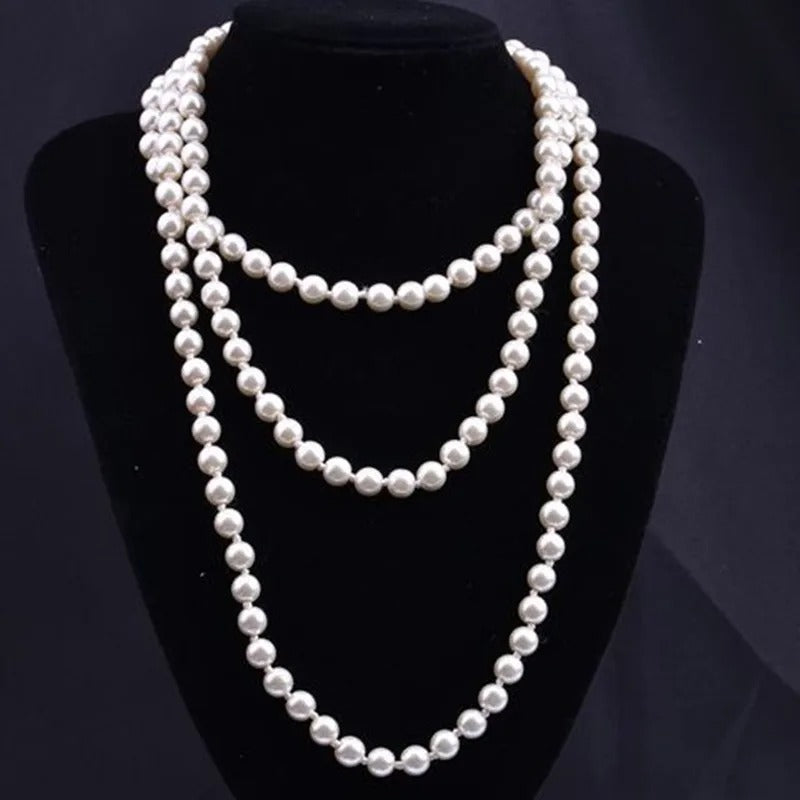 Knot Pearl Multi-Layer Necklace Women Long Sweater Chain Gift