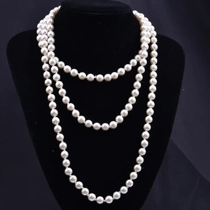 Knot Pearl Multi-Layer Necklace Women Long Sweater Chain Gift
