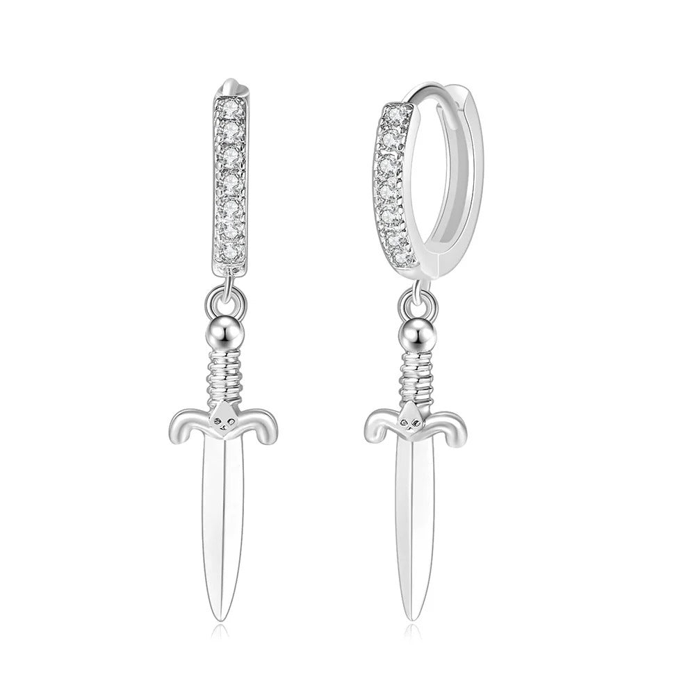 Dagger Sword Hoop Earrings Women Man Rock Punk Fashion Jewelry