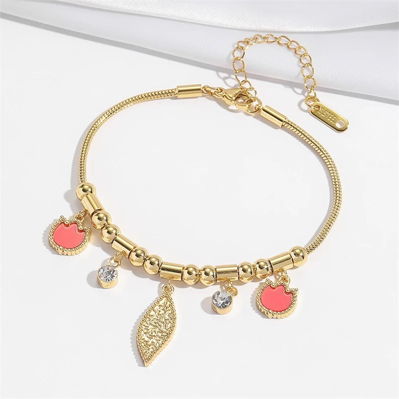 Statement Stainless Steel Jewelry New Fashion 3 Different Styles Zircon Flame Stars Charm Chain Bracelets For Women