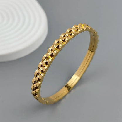 Gold-Plated Gear-Shaped Stainless Steel Couple Bracelet Waterproof