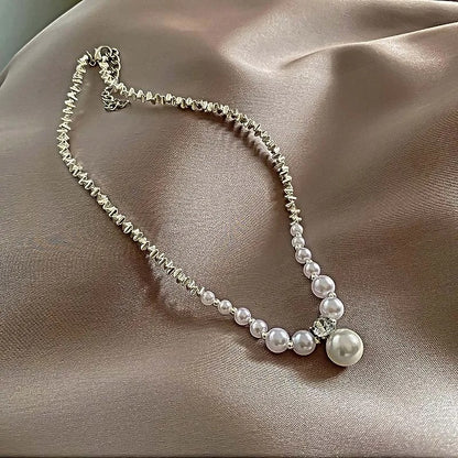 Minimalist Beaded Pearl Collarbone Necklace Wedding Jewelry