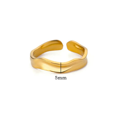 Minimalist Gold Open Ring – Stainless Steel Textured Adjustable Wedding Jewelry for Women.