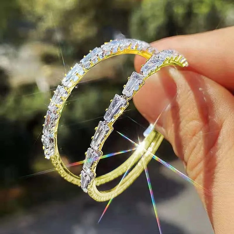 Women’s Exaggerated Circle Earrings Shiny Wedding Jewelry