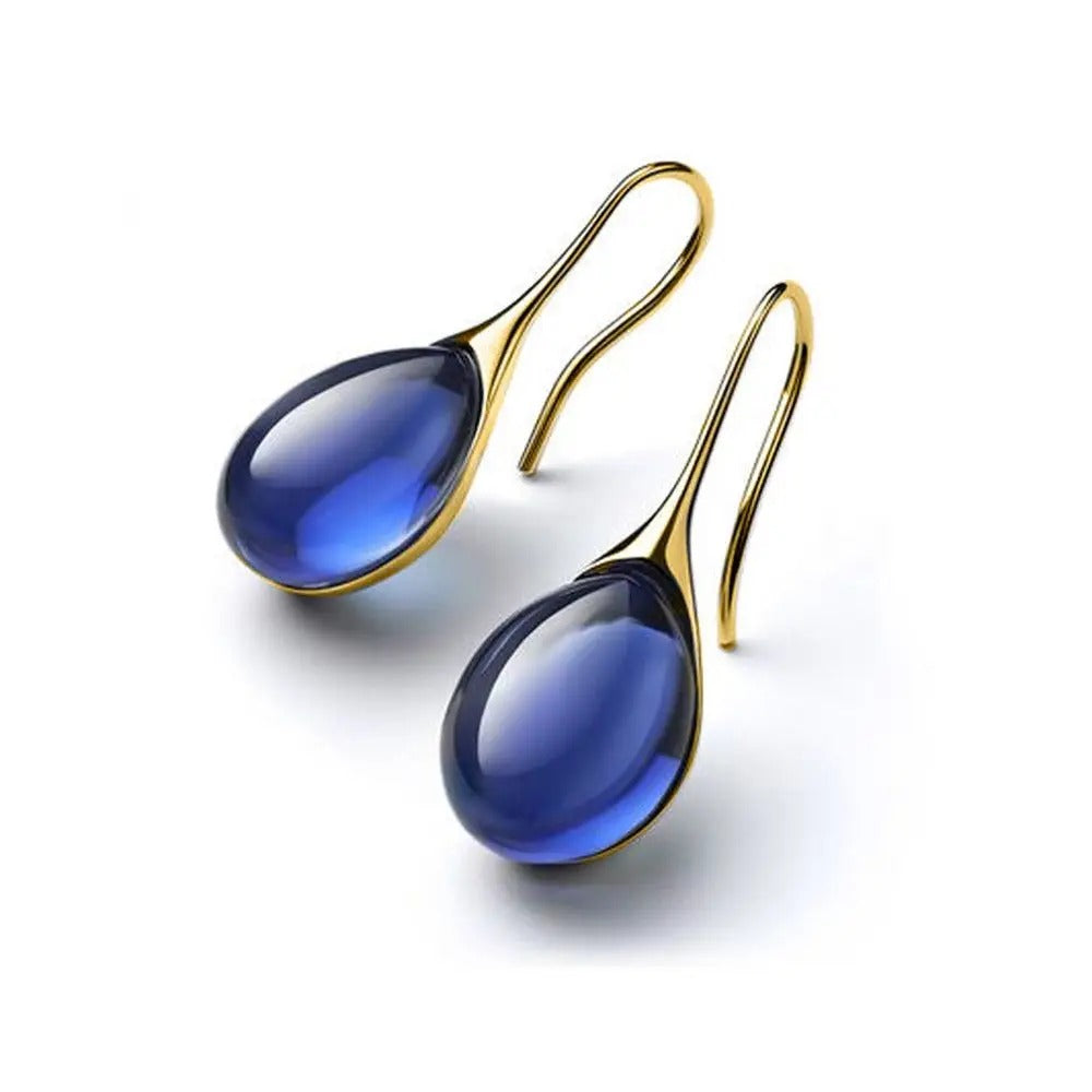 Trendy Geometric Green Stone Long Dangle Earrings Women Pendant Earrings 2025 Trend Golden Metal Party Jewelry