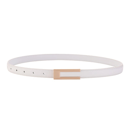 Real Leather Thin Belt Women Fashion  Gold Metal Black White Belt Female Jeans Dress Accessories Waistband Skinny Girdle