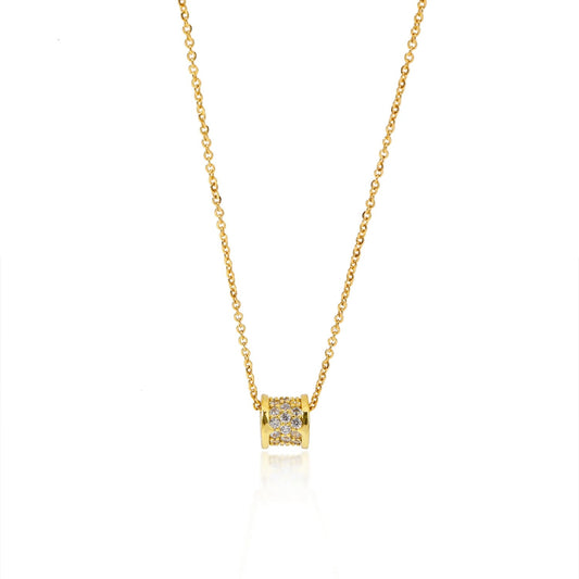 Fashion Stainless Steel Zirconia Pendants Vintage Luxury Necklace for Women Jewelry Gold Color O Chain Girlfriend Gifts