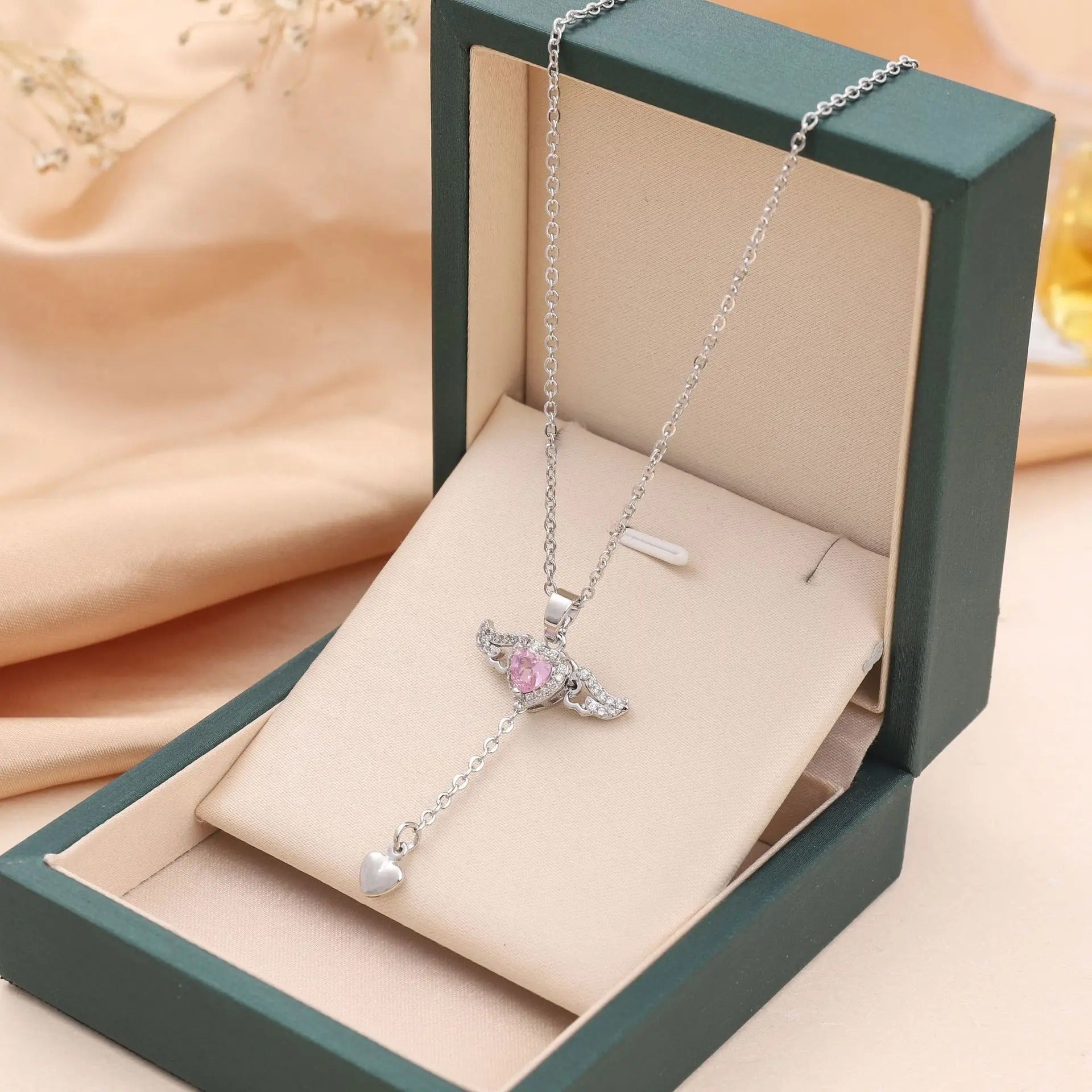 Stainless Steel Gold Color Angel's Wings Pendant Necklace For Women Girls Chain Party Jewelry Gift