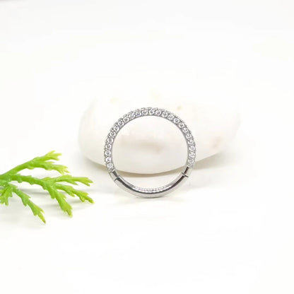 1PC ASTM F136 Titanium CZ Clicker Hoop Nose, Septum, Helix, Tragus, Cartilage Piercing Jewelry G23