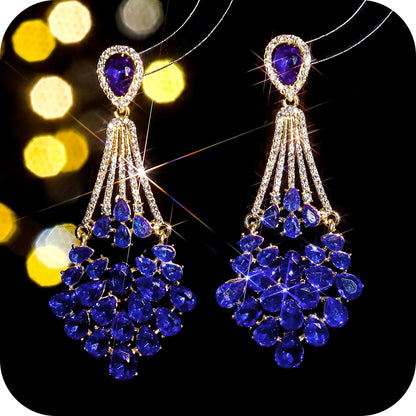 Luxury Glazed Rhinestone Dangle Earrings Women Colorful Crystal
