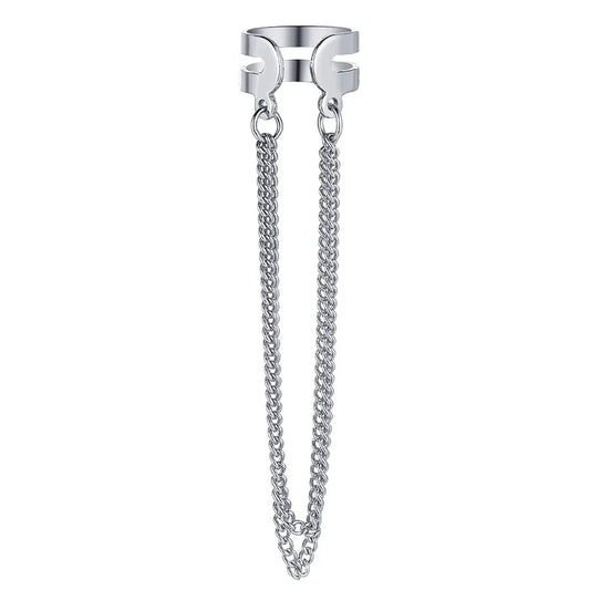 Silver Color Long Tassel Ear Cuff Multilayer No Piercing Hook Clip Earrings for Women Simple Temperament Jewelry Gift