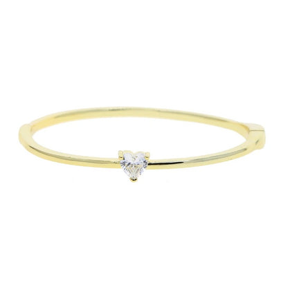 Summer Accessories 58-60mm Heart White Stones CZ Bangles for Women with 2 Colors of Gold and Platinum Plated Fashion Jewelry
