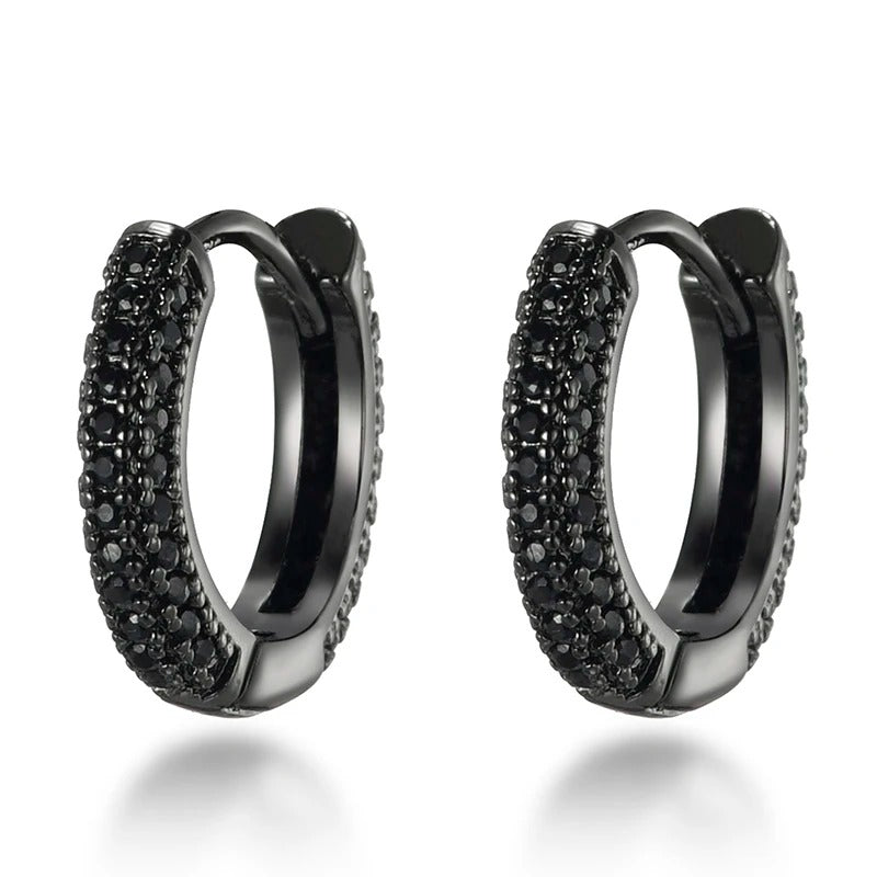 Hip Hop 1Pair Bling Round Zircon Micro Paved Iced Out Rhinestone CZ Stone Stud Earring Copper Earrings Jewelry