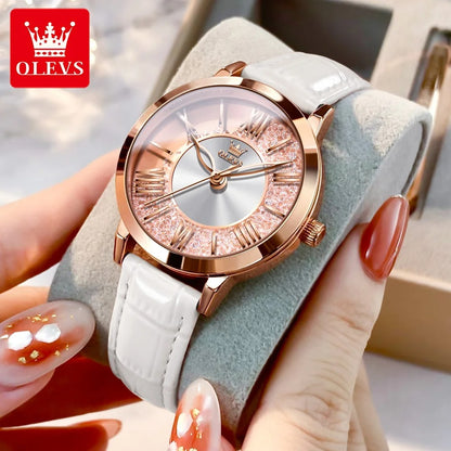 OLEVS Women’s Quartz Watch Flowing Crystal Roman Numerals
