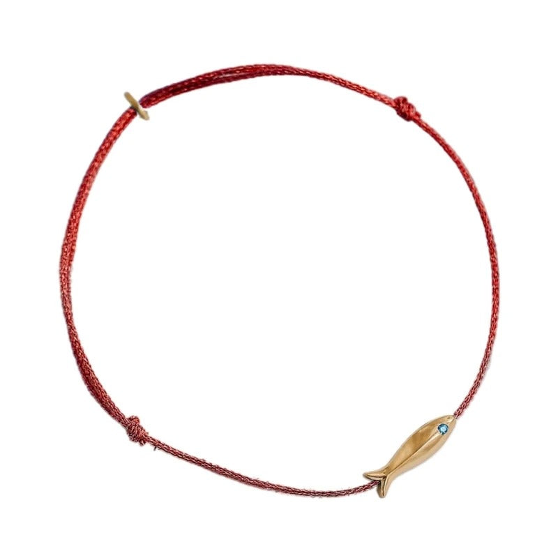 Women’s Cute Fish Bracelet Minimalist Red & Blue String Gift Jewelry