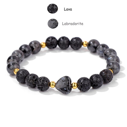 Natural Stone Rose Heart Healing Reiki Bracelet Couples Jewelry