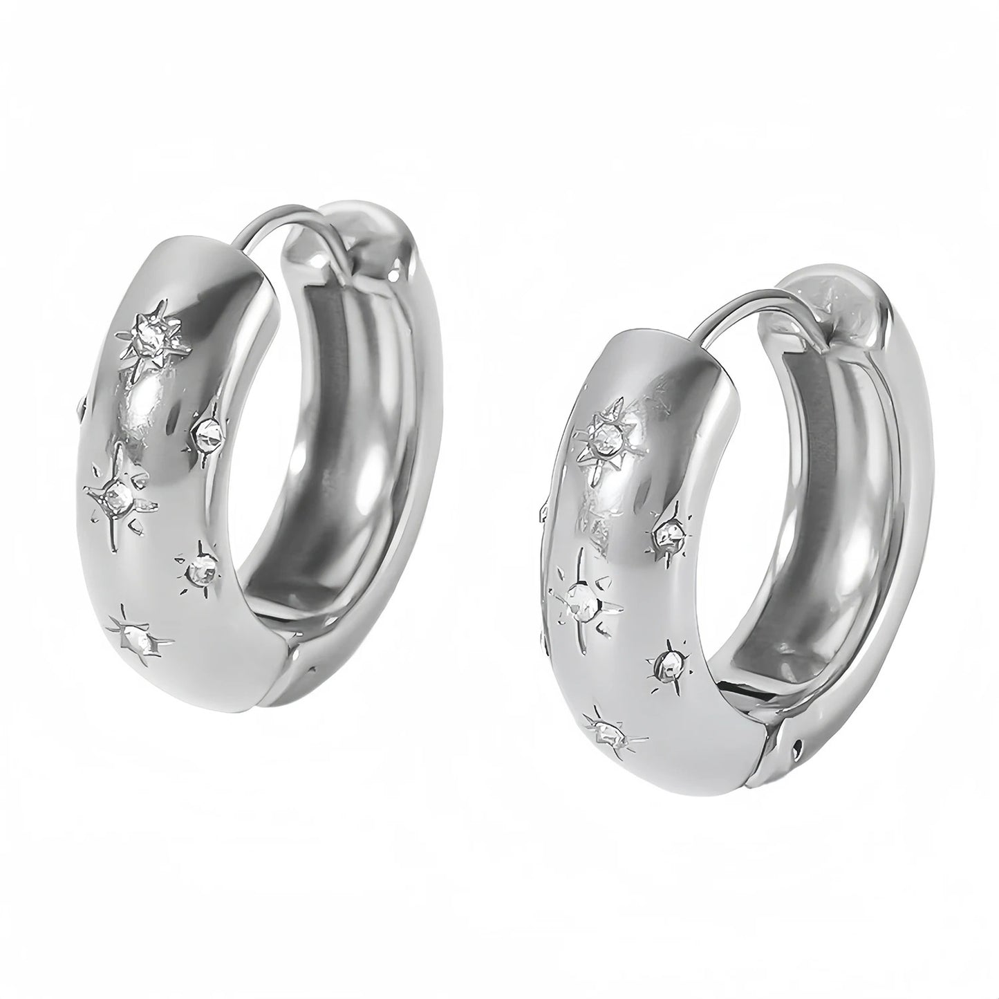 Gold-Plated Zircon Hoop Earrings Stainless Steel Women’s Jewelry