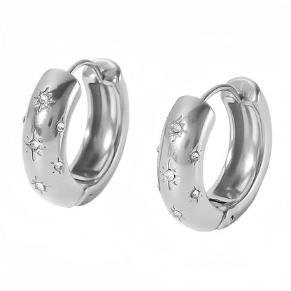 Gold-Plated Zircon Hoop Earrings Stainless Steel Women’s Jewelry