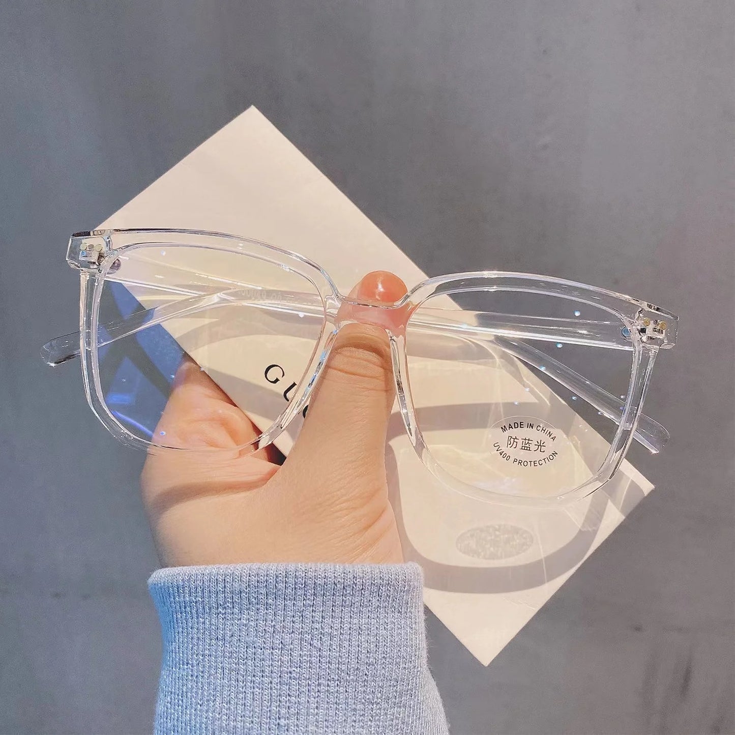Japanese Black Polygon Anti Blue Light Glasses for Students