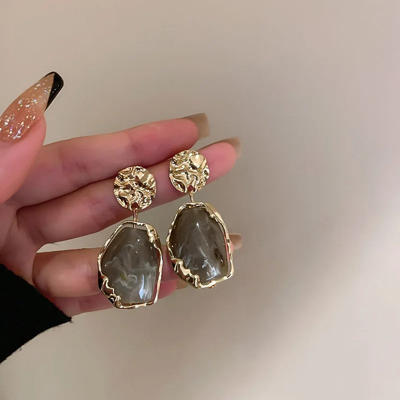 Gold Zircon Square Earrings Vintage Small Fashion Jewelry for Women