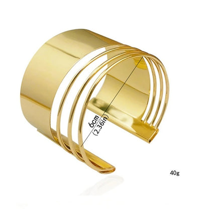 Gold Color Cuff Bangle Bracelet Open Wide Wire Women Jewelry