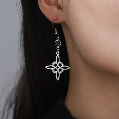 Stainless Steel Witchcraft Dangle Earrings Protection Amulet
