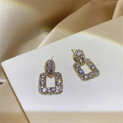 Crystal Drop Earrings for Women Vintage Korean Wedding Party Jewelry