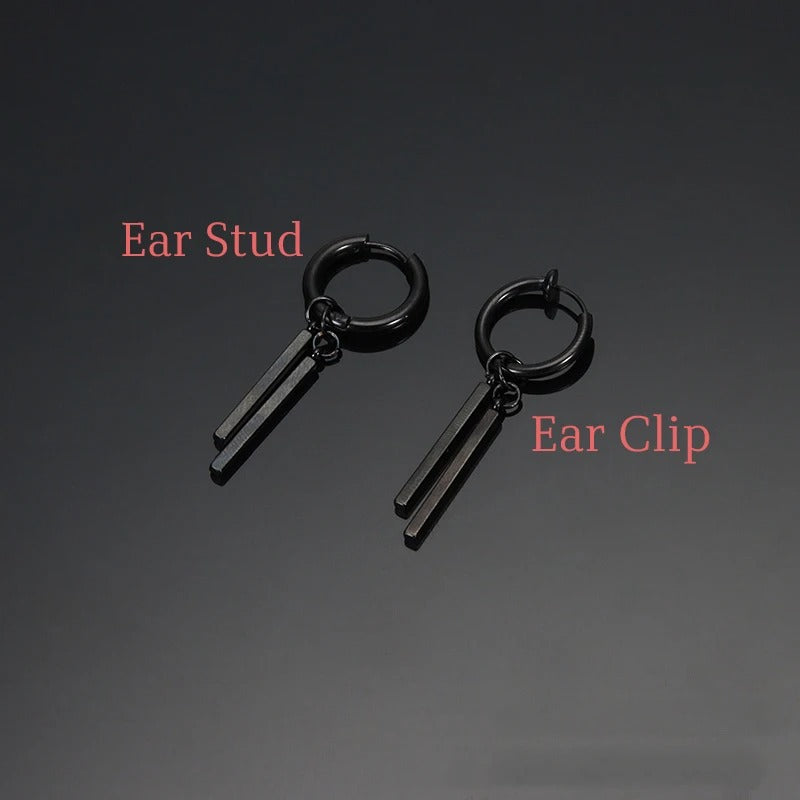 Cool Punk Ear Clip Earrings Men Women Long Stick Pendant