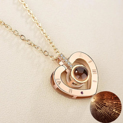 2025 New Romantic Love Memory Wedding Rose Gold & Silver Color Pendant Necklace Gifts