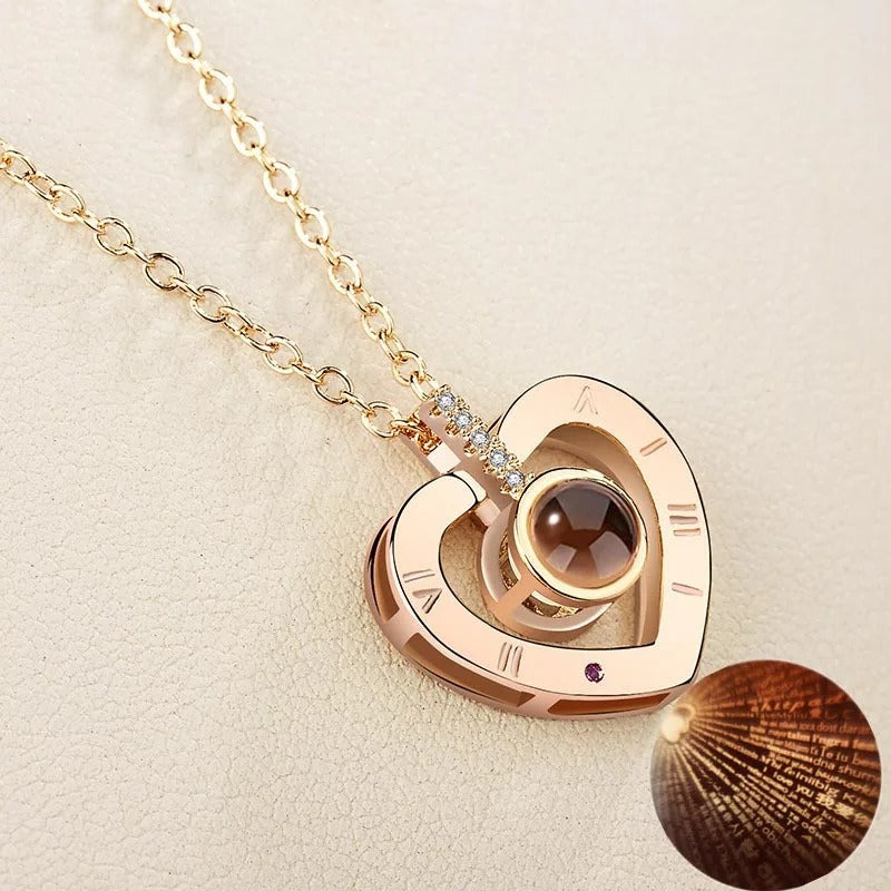 2025 New Romantic Love Memory Wedding Rose Gold & Silver Color Pendant Necklace Gifts