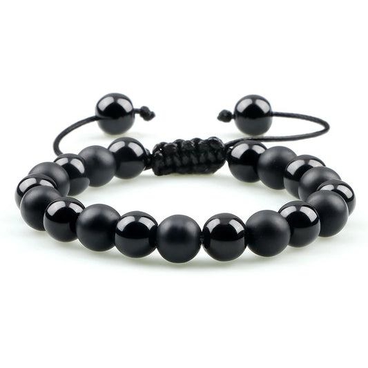 Natural Black Onyx With Tiger Eye Stone Beads Charm Bracelet For Men Women Natural Stone Beads Yoga Energy Bracelet Jewelry Gift