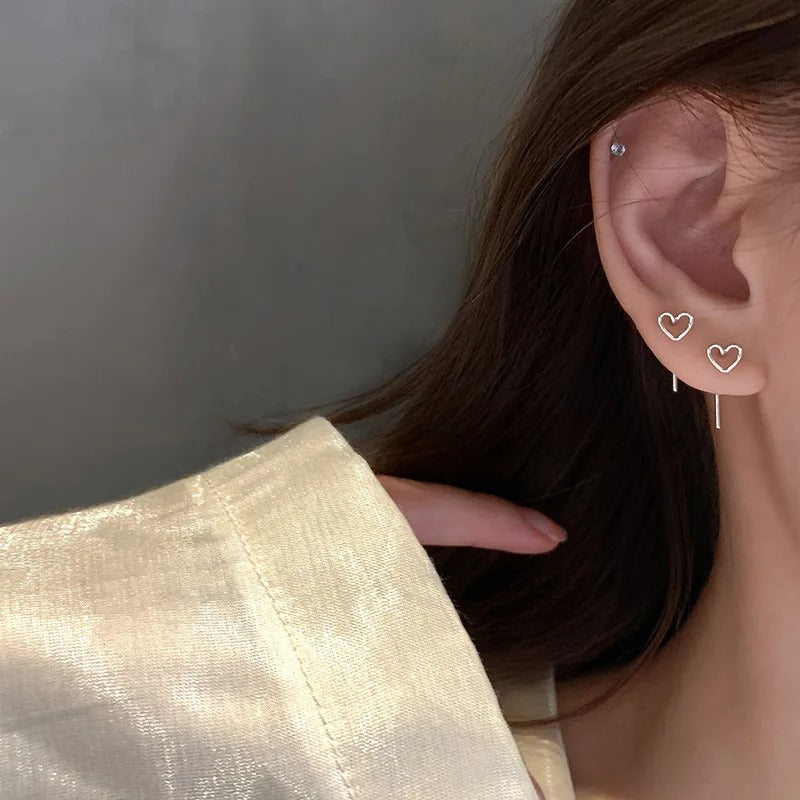 Simple Stud Earrings 2025Trend Jewelry For Women Silver Color Water Drop Two Use Cute Korean Small Earring pendientes hombre