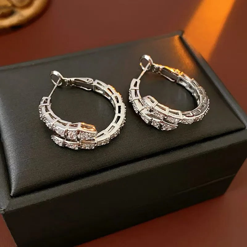 2025 Gold-Plated Serpent Zircon Earrings - Minimalist Luxury