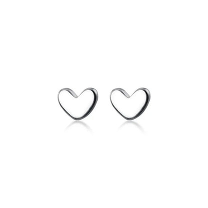Minimalist Sterling Silver Mini Heart Stud Earrings for Women