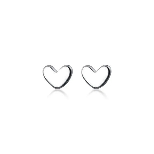 Minimalist Sterling Silver Mini Heart Stud Earrings for Women