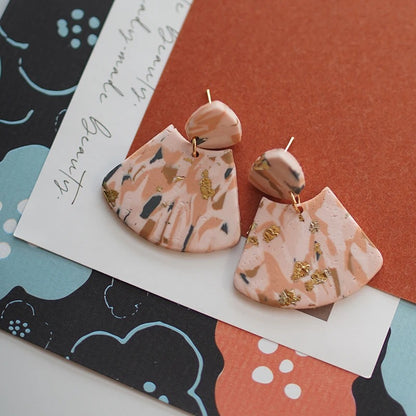 Marble Effect Polymer Clay Geometric Dangle Earrings for Women