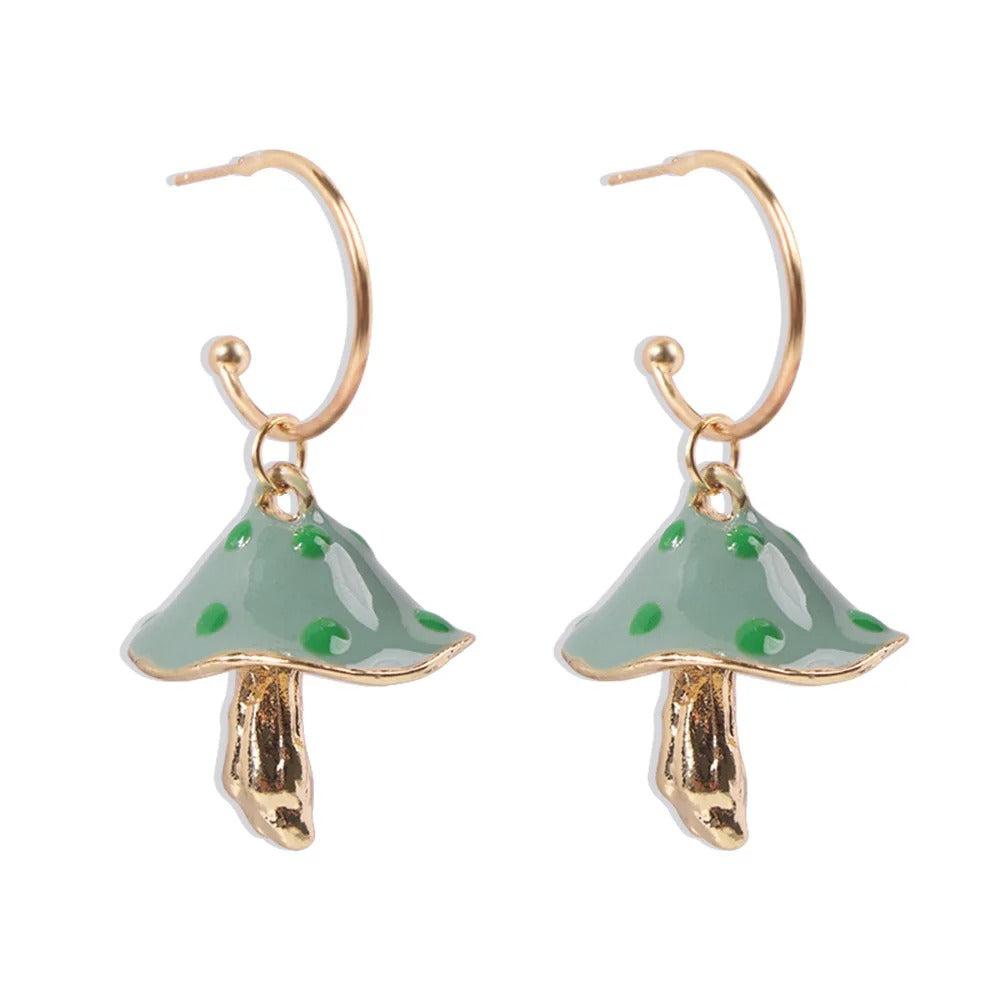 Colorful Mushroom Earrings Women Small Oil Drop Jewelry Gift