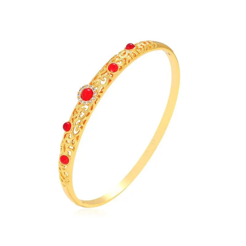 Jewelry-- Vintage Red / Green Aulic Style Bangles For Women Fashion Jewelry Gold Plated Gold Plated