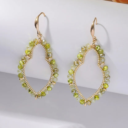 Trendy Boho Waterdrop Crystal Bead Drop Earrings Women Jewelry