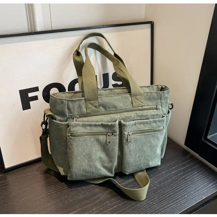 Women’s Casual Corduroy Messenger Bag Large Capacity