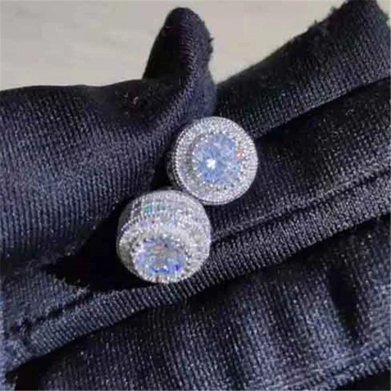Elegant Austrian Crystal Stud Earrings White Gold Yellow Gold Jewelry Women